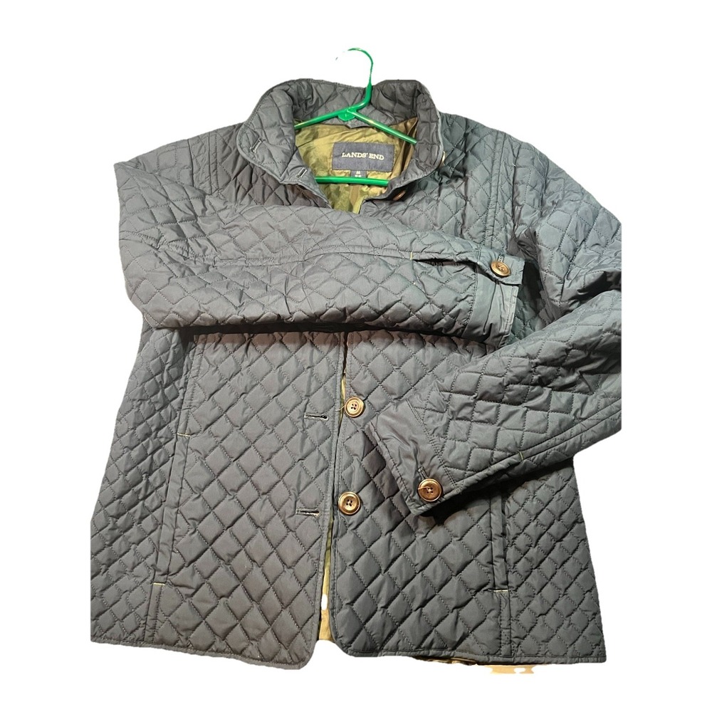 LANDS' END Blue Primaloft Quilted Women's Warm Winter Jacket Coat‎ Sz M EUC